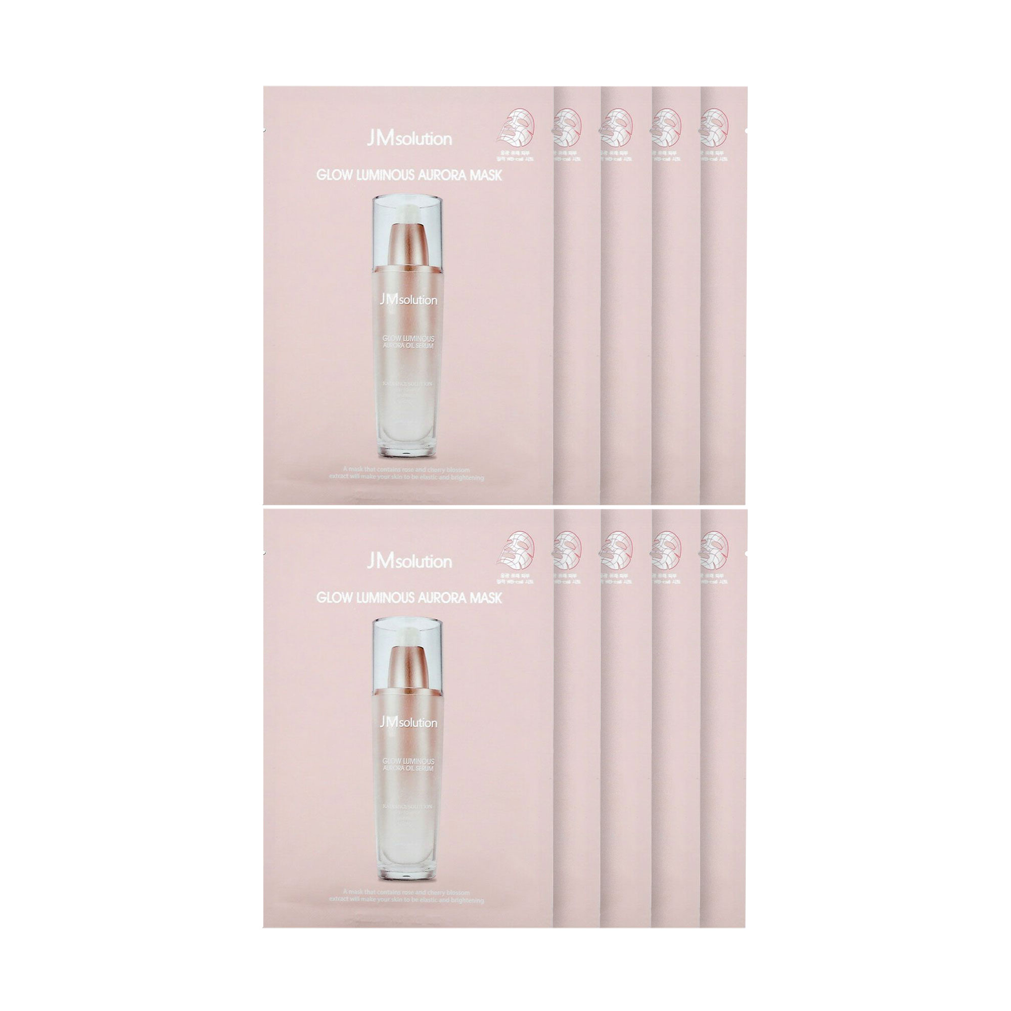 Тканинна маска для обличчя JMsolution Glow Luminous Aurora Mask з перлами та трояндою, 10*30 мл