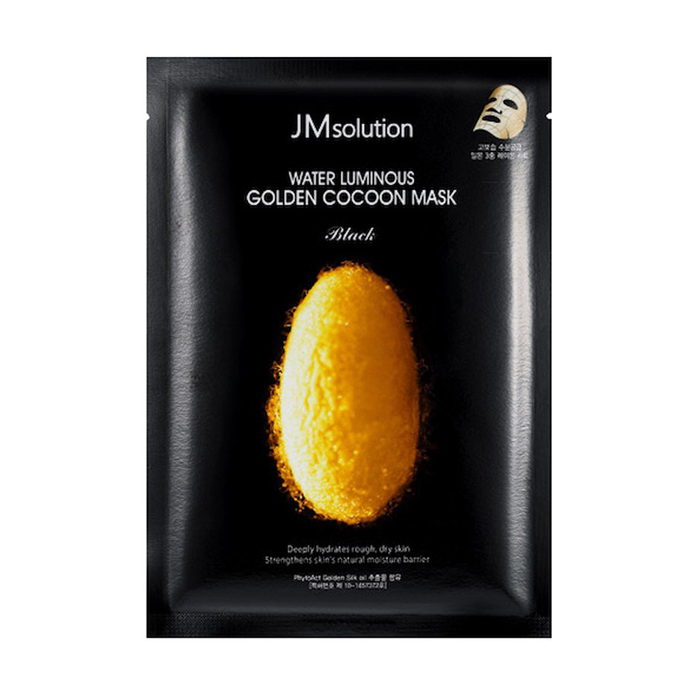Тканинна маска для обличчя JMsolution Water Luminous Golden Cocoon Mask Black з екстрактом шовкопряду, 45 г